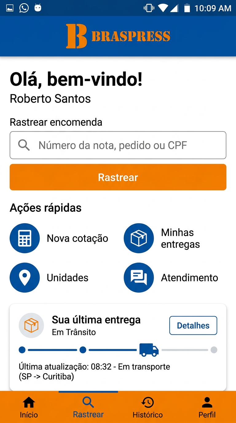 Tela 1 do aplicativo Braspress