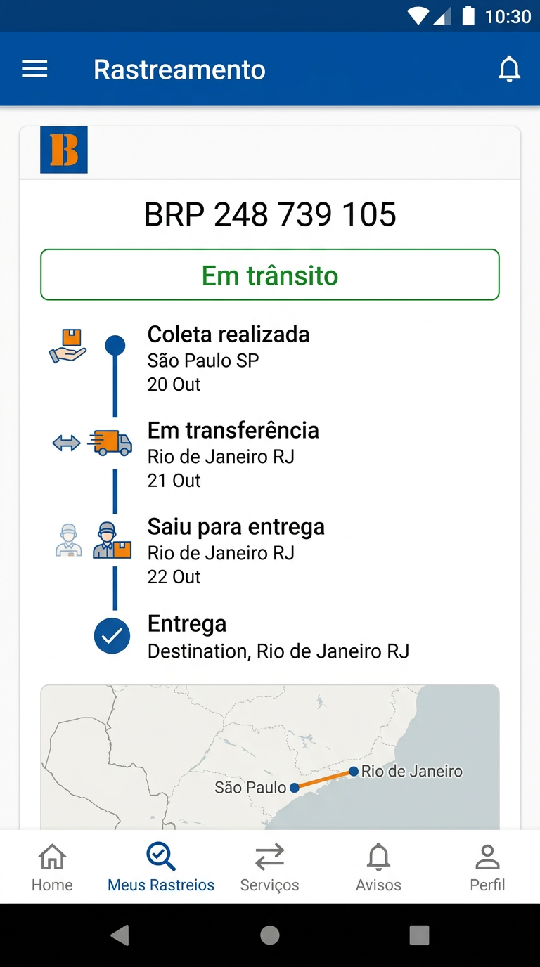 Tela 2 do aplicativo Braspress
